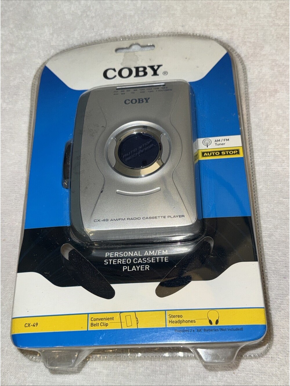 Coby CX-49 Stereo Cassette Tape Player & AM FM Radio Free Earphones New Sealed